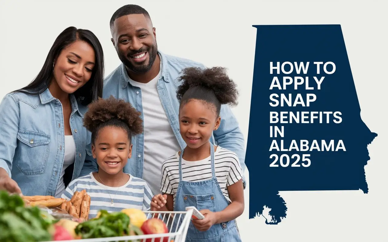 Alabama family grocery shopping with EBT card - complete guide to applying for SNAP benefits in Alabama 2025