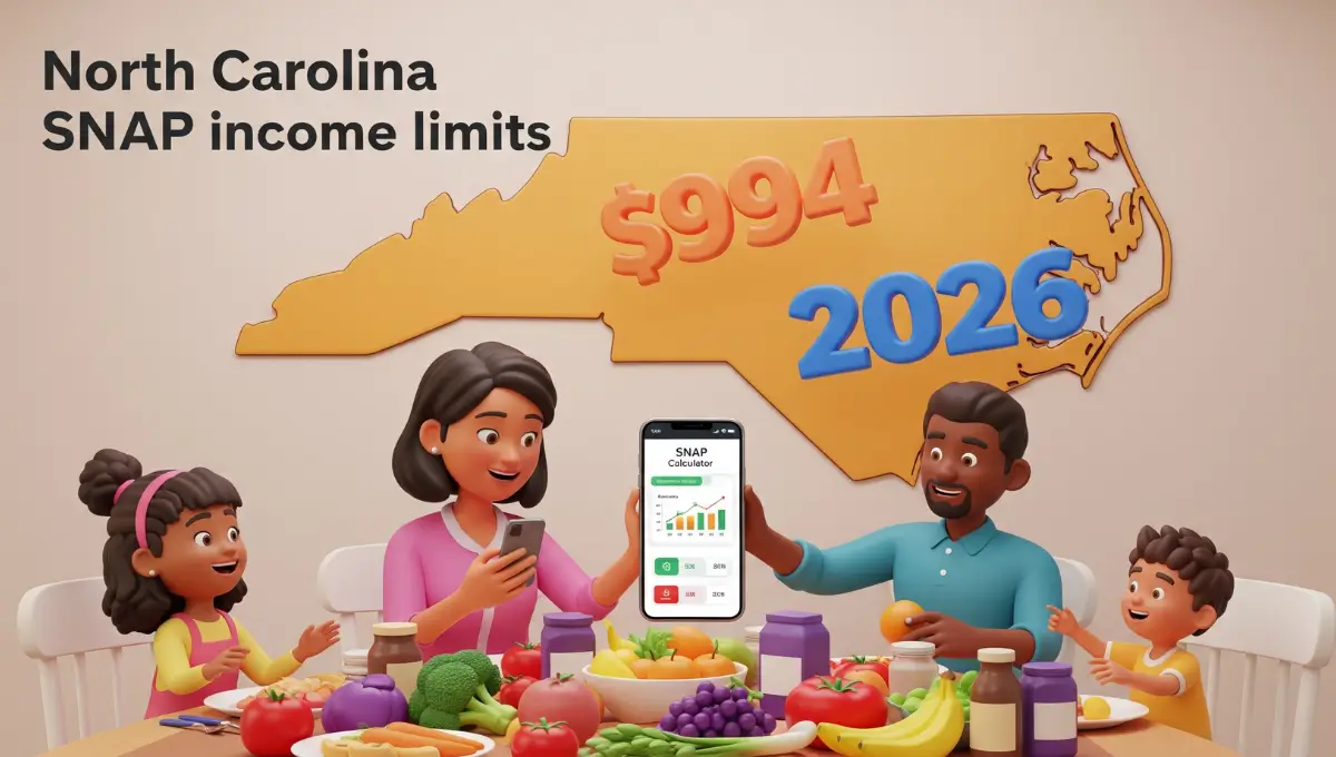 North Carolina SNAP income limits 2026 family eligibility guide illustration