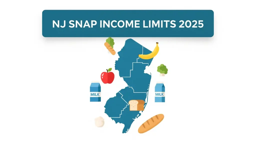 NJ SNAP income limits 2025 chart for households