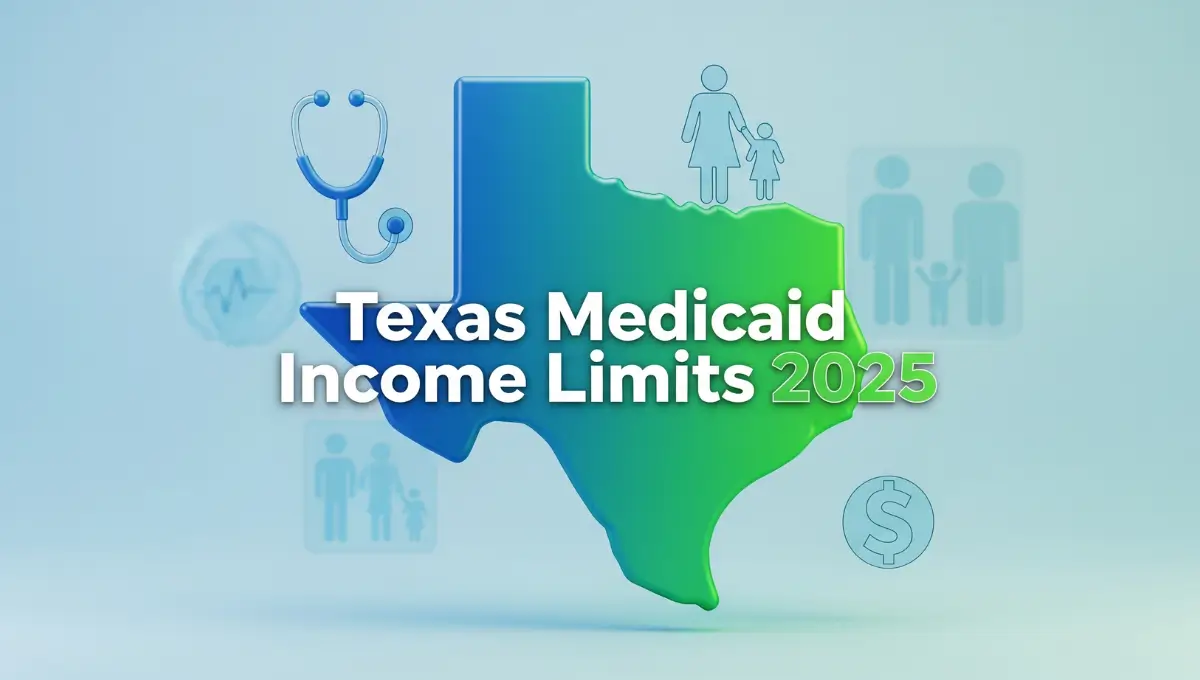 3D animated featured image with Texas Medicaid Income Limits 2025 text