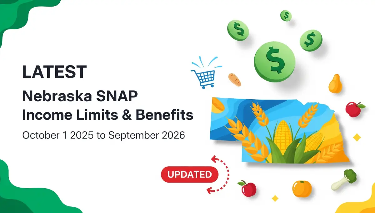 Nebraska SNAP benefits 2026 income limits and maximum benefit amounts infographic with updated eligibility requirements