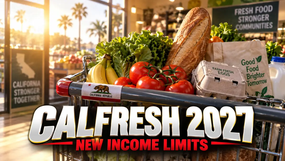 Grocery cart with fresh food representing California CalFresh 2027 income limits