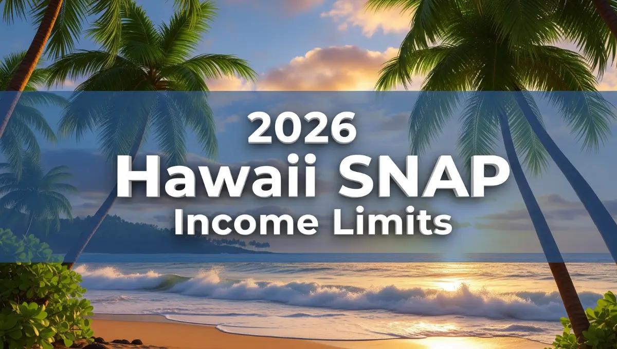 Hawaii SNAP income limits 2026 chart showing eligibility for households 1-8 people
