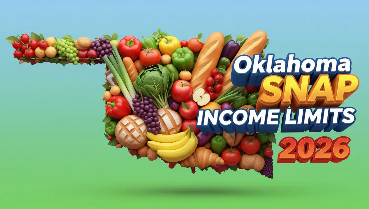 Oklahoma SNAP income limits chart for 2026 showing eligibility requirements for households 1-8
