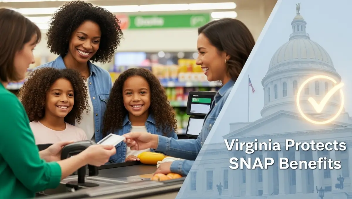 Virginia family using EBT card confidently after state emergency funds protect SNAP benefits during federal shutdown