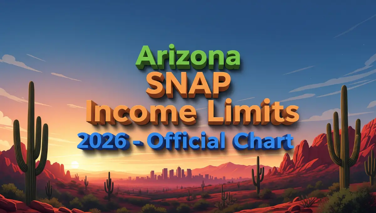 Arizona SNAP Income Limits 2026 chart with household size and FPL details