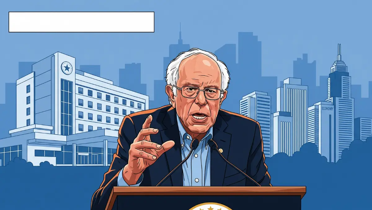 Bernie Sanders speaking in Senate on healthcare and economic fairness during government funding debate.