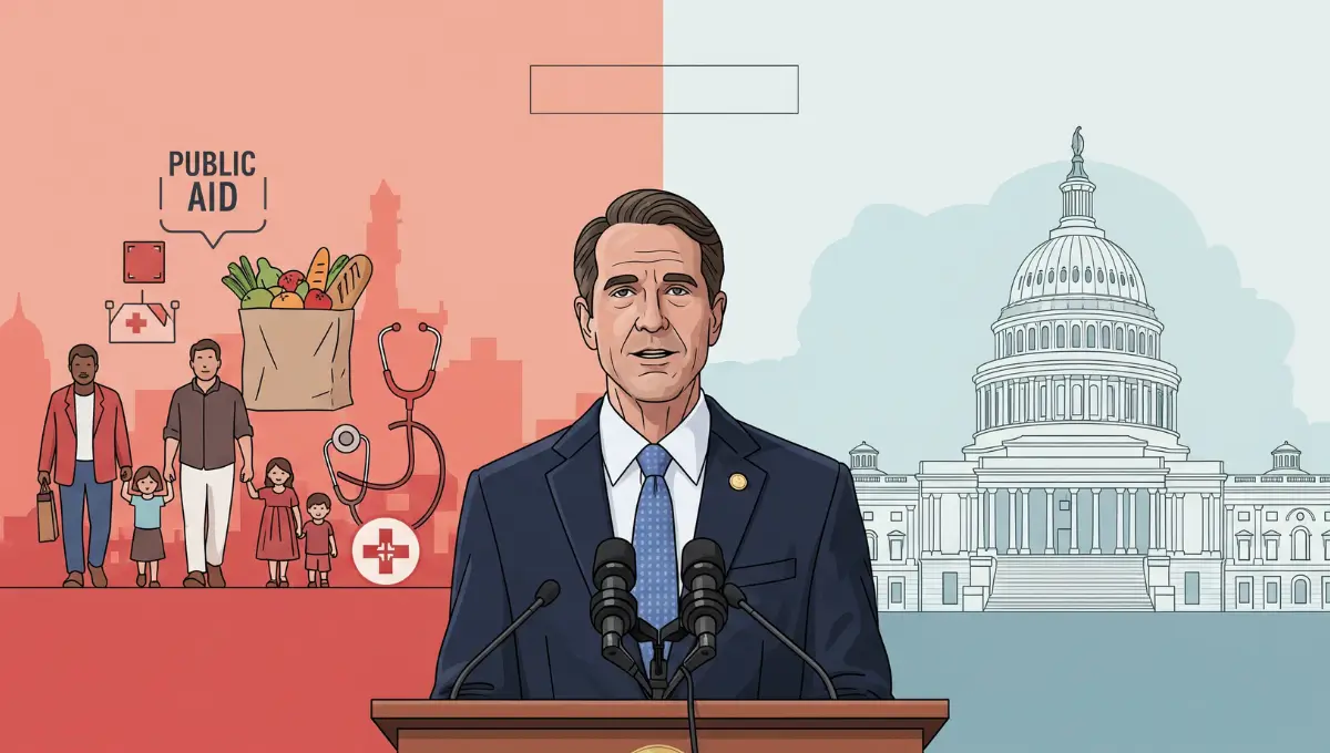 Senator Mark Kelly addressing Medicaid and SNAP eligibility facts during government shutdown debates.