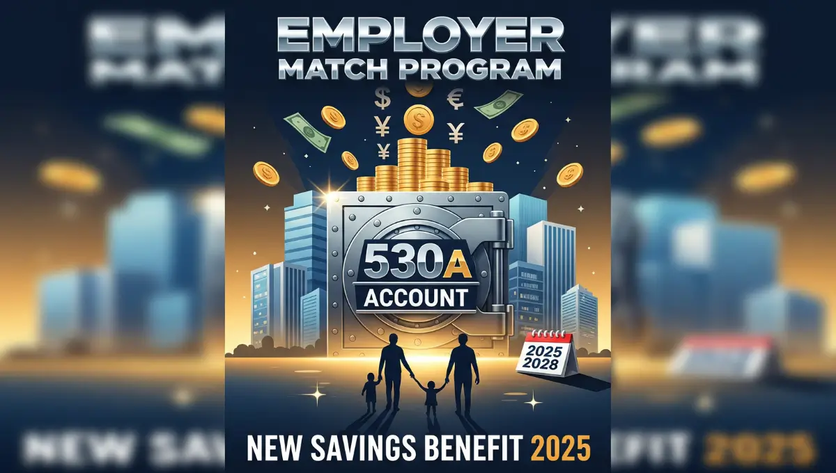 Employer matching programs for 530A child savings accounts offering combined contributions for families with children born 2025-2028