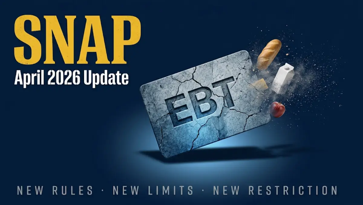 New SNAP update for April 2026 showing EBT card with new food restrictions and benefit changes