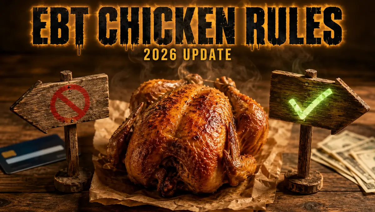 Rotisserie chicken with EBT card showing 2026 hot food rule status
