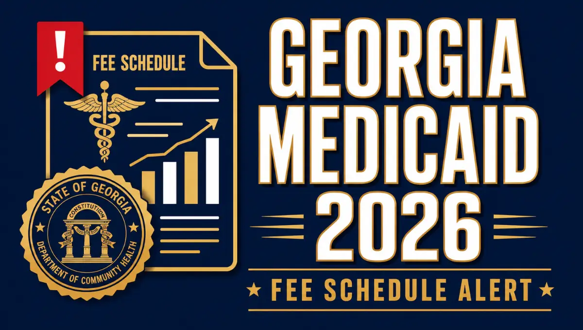 Georgia Medicaid Fee Schedule 2026 alert graphic showing provider rate updates and revalidation deadline