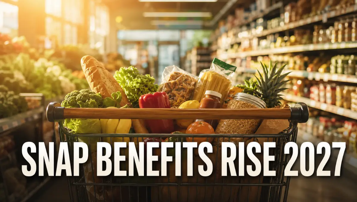 Grocery cart with fresh food representing the SNAP COLA FY 2027 benefit increase starting October 1, 2026